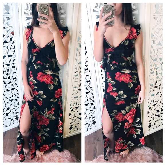 Floral Maxi Dress with Slit - Picture 3 of 7